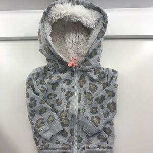 Crazy 8 6-12m hooded sweatshirt w/ leopard print.